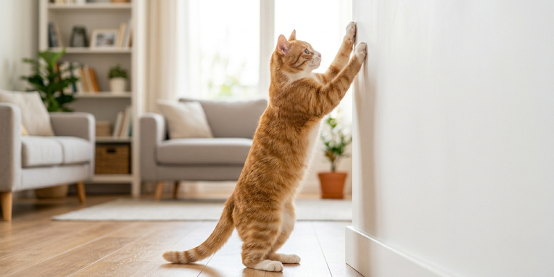 why does my cat scratch the wall